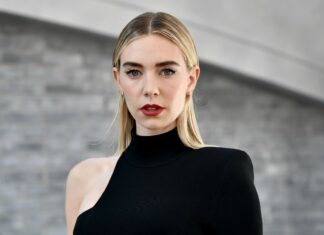 Vanessa Kirby wears a black one shoulder top with red lipstick, 2K Desktop Wallpaper