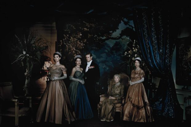 Vanessa Kirby stands with cast in period costumes in a dramatic setting, HD Desktop Wallpaper