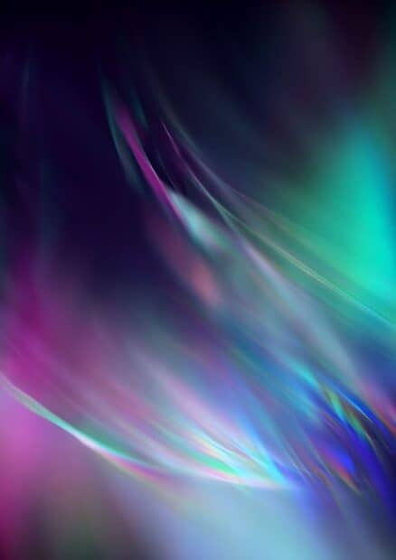 The image shows vibrant abstract holographic colors blending smoothly across the surface, HD Mobile Wallpaper