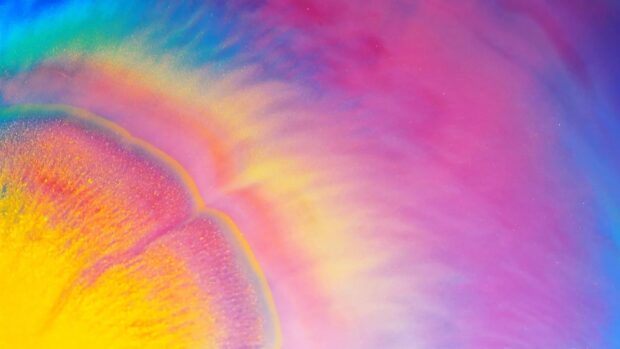A holographic wallpapers design with vibrant mix of yellow pink and blue, HD Desktop Wallpaper
