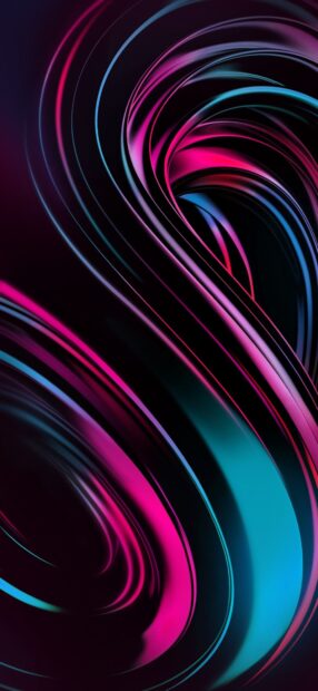 The image features vibrant swirls in a holographic design with pink and blue highlights, HD Phone Wallpaper