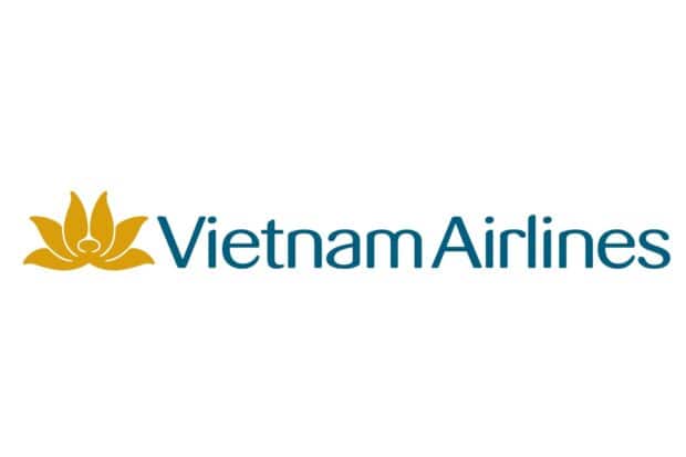 The Vietnam Airlines logo features a golden lotus symbol and text, HD Desktop Wallpaper