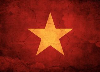 A yellow star with cracks on a red background represents Vietnam Wallpapers, HD Desktop Wallpaper