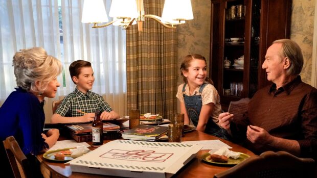 The Young Sheldon TV series family shares a meal around the table, HD Desktop Wallpaper