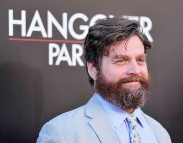 Zach Galifianakis smiles at the event with a beard and suit, HD Desktop Wallpaper
