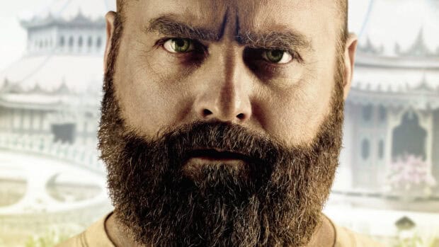 A close up of Zach Galifianakis showing an intense facial expression with a full beard, HD Desktop Wallpaper
