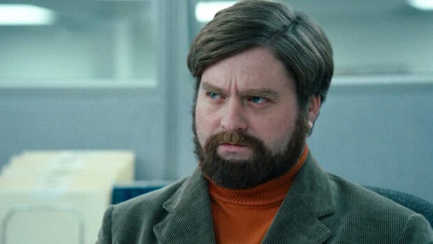 Zach Galifianakis has a serious expression in this close up portrait, HD Desktop Wallpaper