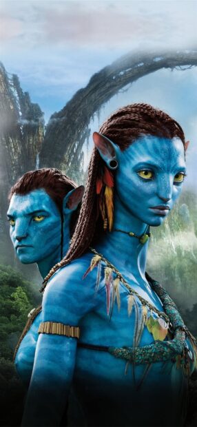 Zoe Saldana avatar characters stand with scenic natural background, HD Phone Wallpaper