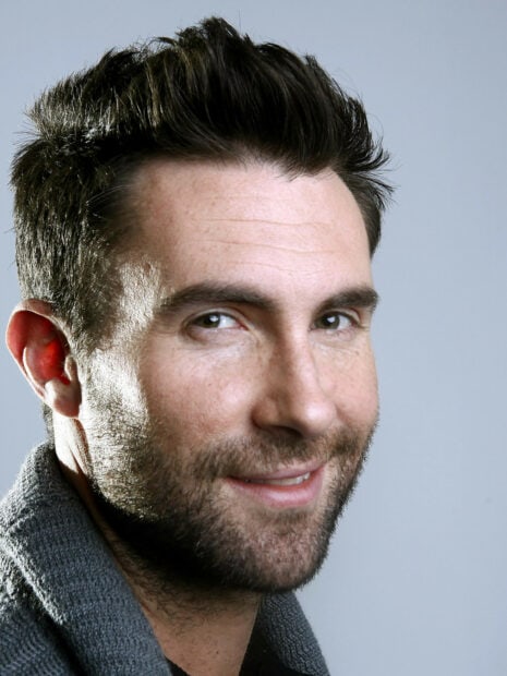 A close up portrait of Adam Levine smiling with a grey background, HD Desktop Wallpaper