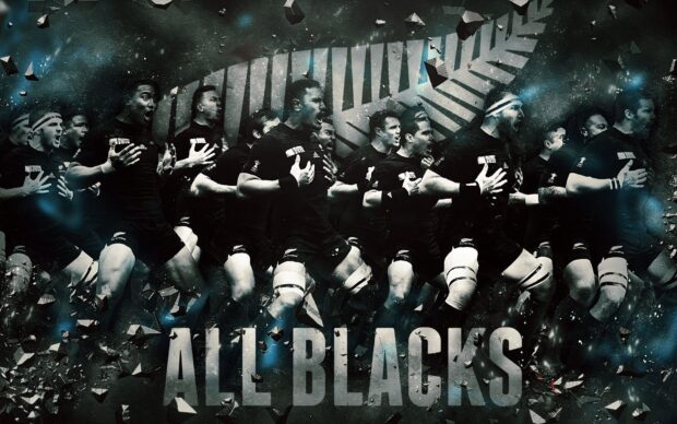 The All Blacks rugby team performing the haka in a powerful display of unity and strength, HD Desktop Wallpaper