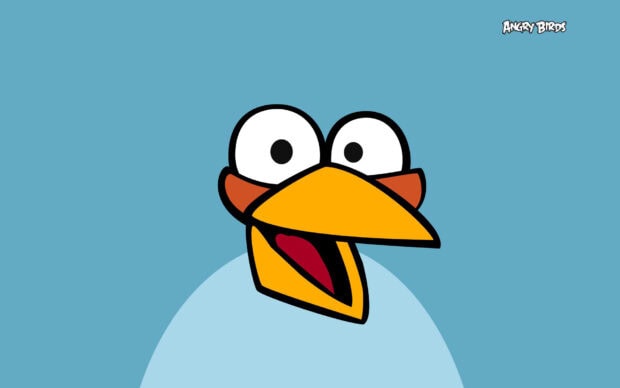 Nhân vật Angry Birds được thể hiện với chiếc mỏ lớn màu vàng trên nền màu xanh, Hình nền máy tính HD