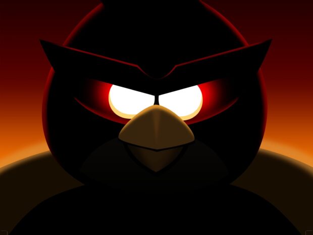 Nhân vật Angry Birds với đôi mắt sáng rực trên nền đỏ sẫm, Hình nền máy tính HD