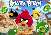 Angry Birds characters attacking green pigs in a colorful scene, 4K Desktop Wallpaper
