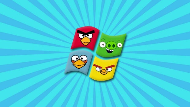 Hình ảnh cho thấy các nhân vật Angry Birds được sắp xếp theo một mẫu đầy màu sắc, Hình nền máy tính HD