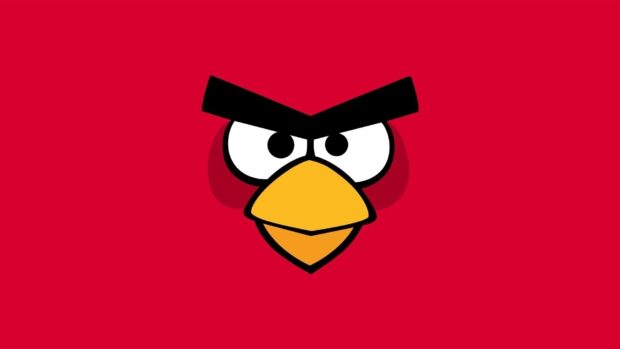 Khuôn mặt đỏ của nhân vật Angry Birds với đôi mắt dữ dội trên nền đỏ, Hình nền máy tính HD