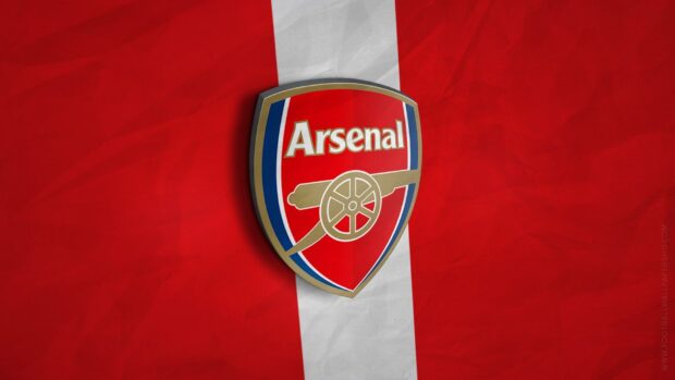 Arsenal Fc logo centered on a red and white background with a cannon design