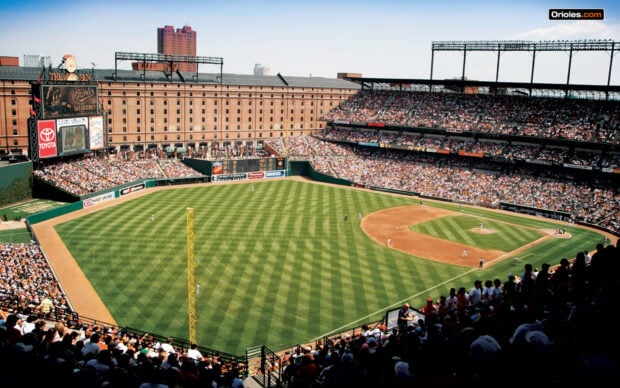 A crowded Baltimore Orioles stadium during a Major League Baseball game, HD Desktop Wallpaper