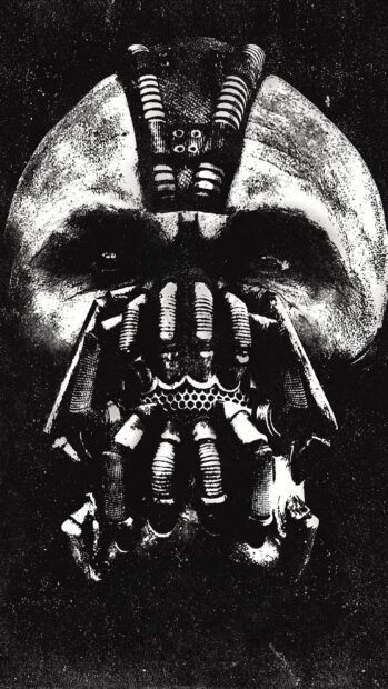 Close up of Bane mask with detailed textures and shadows