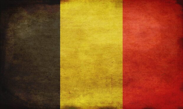 Grunge style Belgium flag with vertical black yellow and red stripes