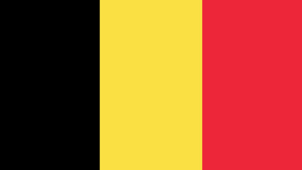 The Belgium flag with black yellow and red vertical stripes representing Belgium symbol