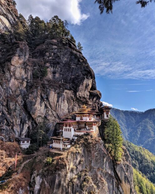 Tiger's Nest monastery is a stunning cultural site perched on the cliffside in Bhutan