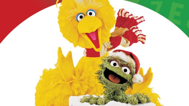 Big Bird and Oscar the Grouch celebrate in Sesame Street with holiday cheer, 4K Desktop Wallpaper