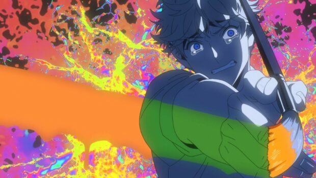 A Blue Period character is painting with intense emotion and tears in his eyes, HD Desktop Wallpaper