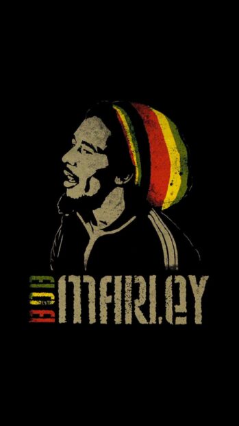 The artistic design shows Bob Marley wearing a colorful beanie in a side profile, HD Phone Wallpaper