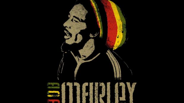 A colorful artistic portrait of Bob Marley with reggae colors, HD Mobile Wallpaper
