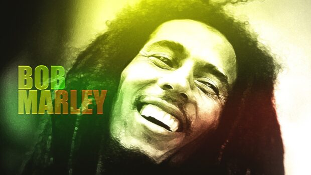 A close up portrait of Bob Marley smiling with colorful artistic effects, HD Desktop Wallpaper