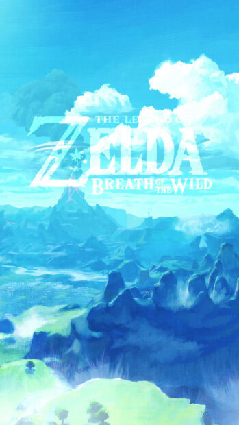 A stunning blue landscape inspired by The Legend Of Zelda offers a serene view of mountains and clouds, 4K Phone Wallpaper