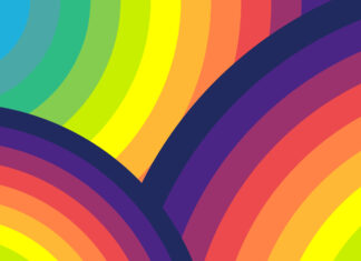 Bright vibrant rainbow colored patterns with overlapping arcs, HD Mobile Wallpaper