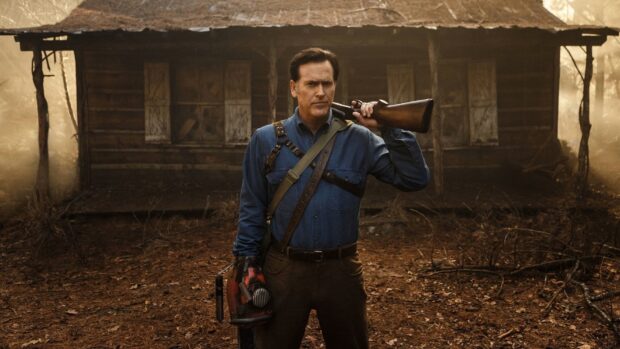 Bruce Campbell Wallpapers standing in front of a cabin in the woods, HD Desktop Wallpaper