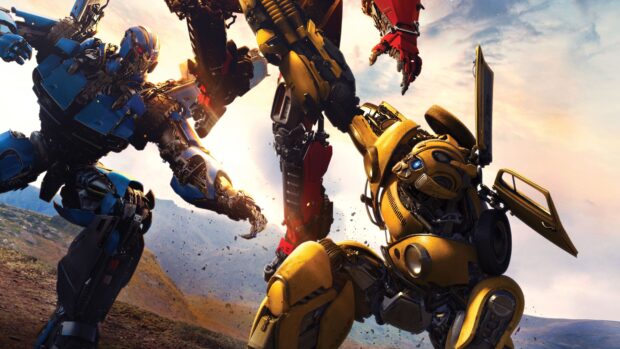 Bumblebee Transformers attacks with two robots in a mountainous battlefield