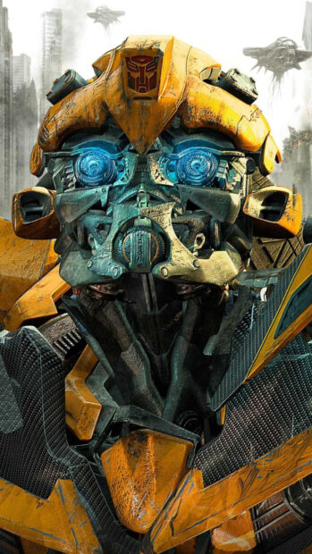 Detailed close up of Bumblebee robot from Transformers series