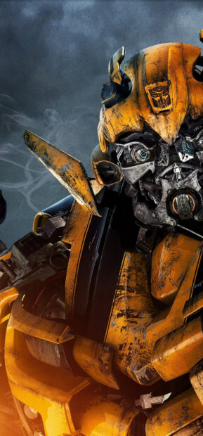 Close up of a detailed yellow Bumblebee robot character from Transformers in high resolution wallpaper