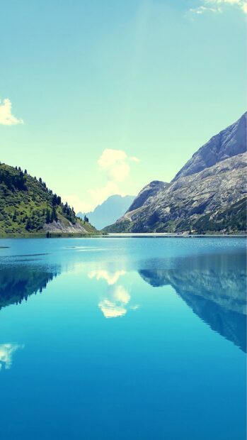 The scenery wallpapers feature a calm lake reflecting mountains and a clear sky, 2K Phone Wallpaper