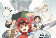 Anime characters, vibrant illustration, young heroes, action-packed scene, animated artwork.
