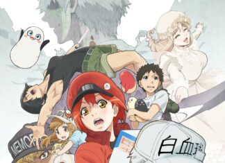 Anime characters, vibrant illustration, young heroes, action-packed scene, animated artwork.
