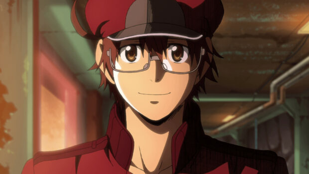 A close up of a Cells At Work Code Black character wearing glasses and a cap indoors, HD Desktop Wallpaper