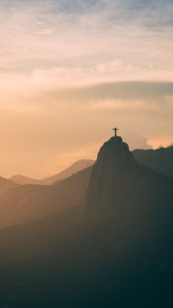 Christ The Redeemer Wallpapers statue overlooking mountains at sunset, 2K Phone Wallpaper