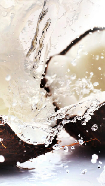 Fresh coconut with water splash in high resolution for summer refreshment