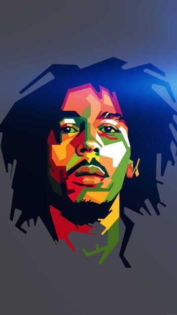 A vibrant portrait of Bob Marley in abstract colorful style captures his iconic look, HD Mobile Wallpaper