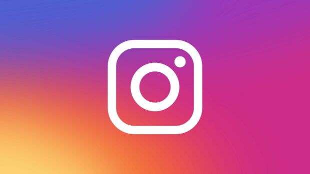 The Instagram logo is displayed over a colorful gradient background fitting Instagram wallpapers, 4K Desktop Wallpaper