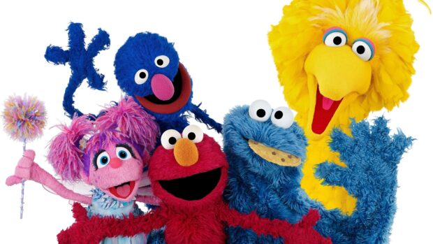 Sesame Street wallpapers feature beloved characters from the show in a joyful pose, 4K Desktop Wallpaper