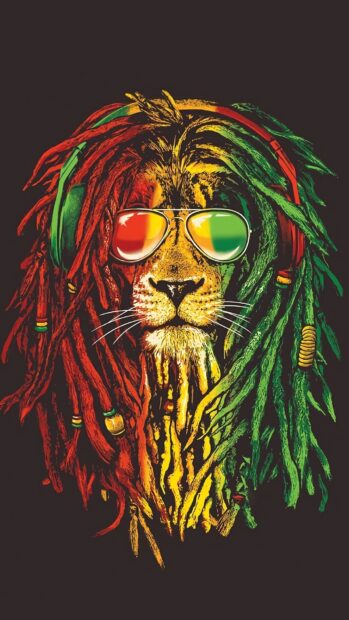 A colorful lion with reggae dreadlocks and sunglasses inspired by Bob Marley wallpapers, HD Phone Wallpaper