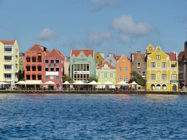 Curacao Island Wallpaper HD Desktop Colorful historic buildings along the waterfront in Curacao Island