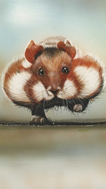 A cute hamster with puffy cheeks is eating and looking at the camera, HD Phone Wallpaper