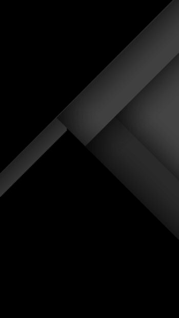 The image shows a dark abstract design with matte black shades and sharp geometric shapes, HD Android Wallpaper