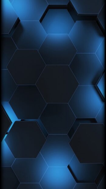 A dark blue honeycomb pattern with glowing edges creates a futuristic effect, HD Mobile Wallpaper